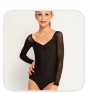 Eleve Celine Long Sleeve Kids Black Leotard  size large